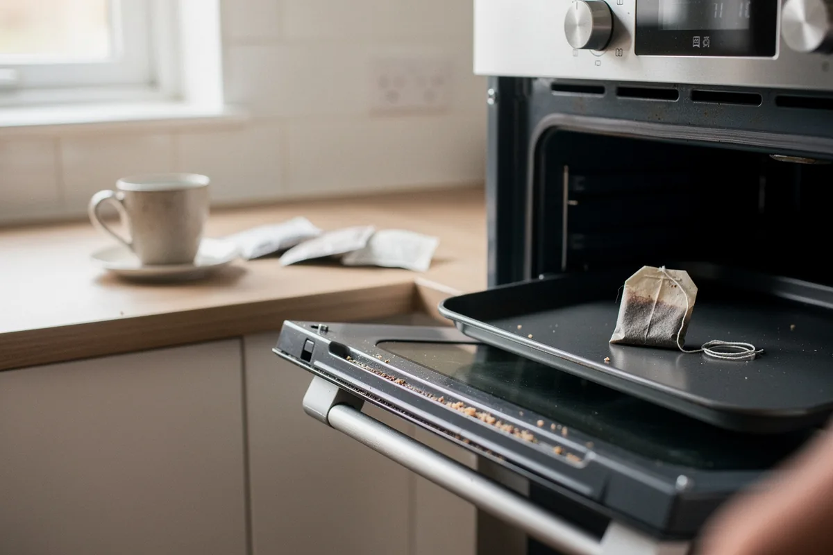 Mettere una bustina di tè usata e secca nel forno spento: a cosa serve e quando farlo