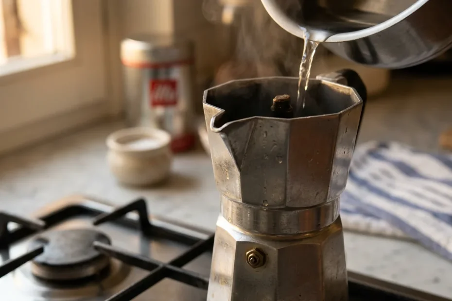Caffè più dolce subito: il trucco dell’acqua bollente che cambia la moka nuova