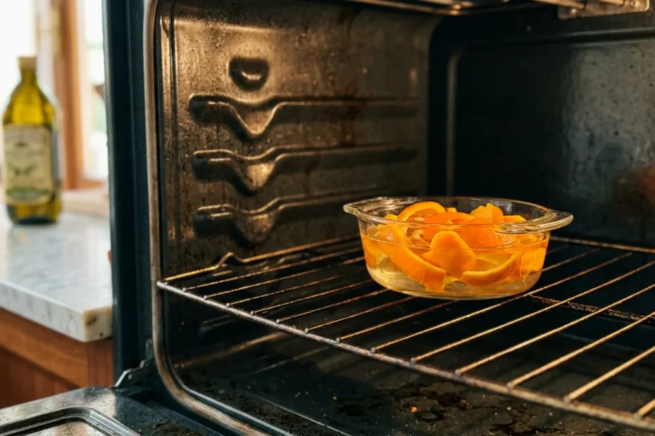 Grasso incrostato nel forno: il metodo dell’aceto e arancia che lo scioglie in 12 ore