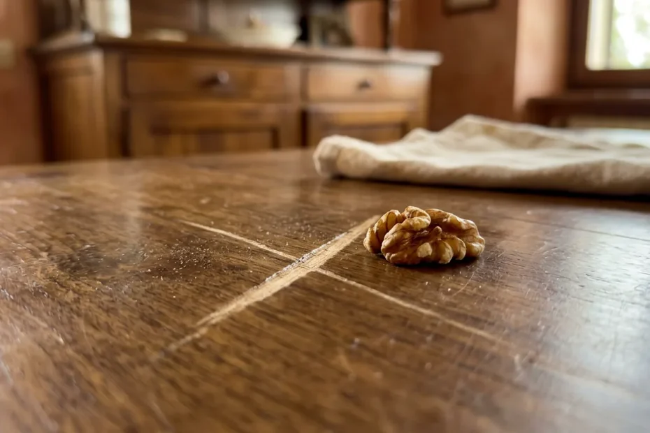 ### Mobili come nuovi con un trucco da dispensa: perché una semplice noce “cura” i graffi del legno