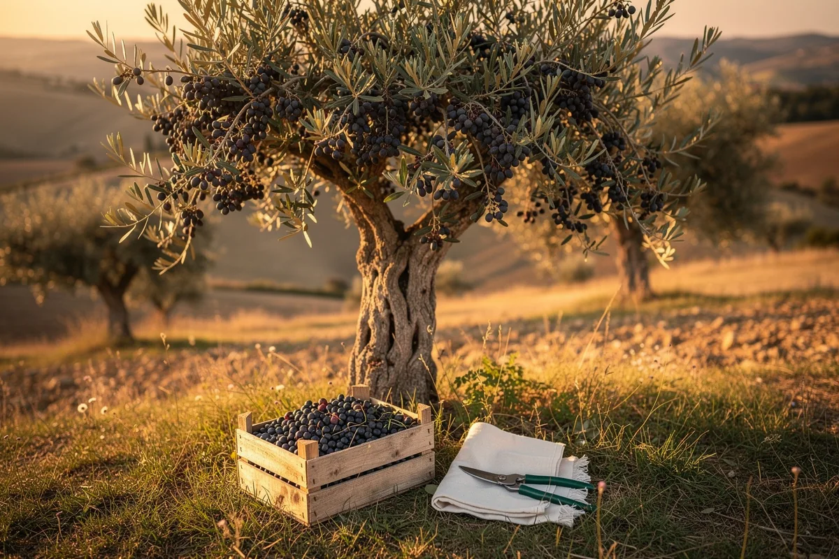 Olivo pieno di olive e facile da raccogliere: il metodo della potatura a ombrello