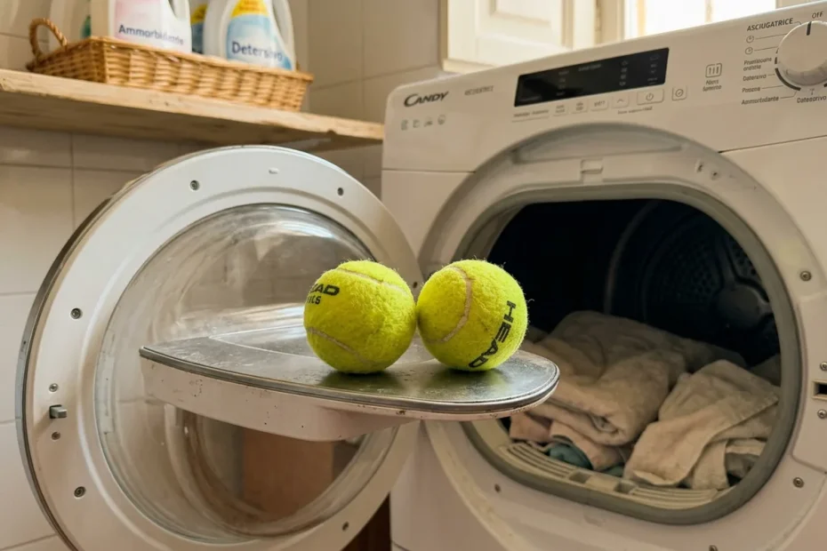 Panni più morbidi e bollette più leggere: il trucco della pallina da tennis in asciugatrice