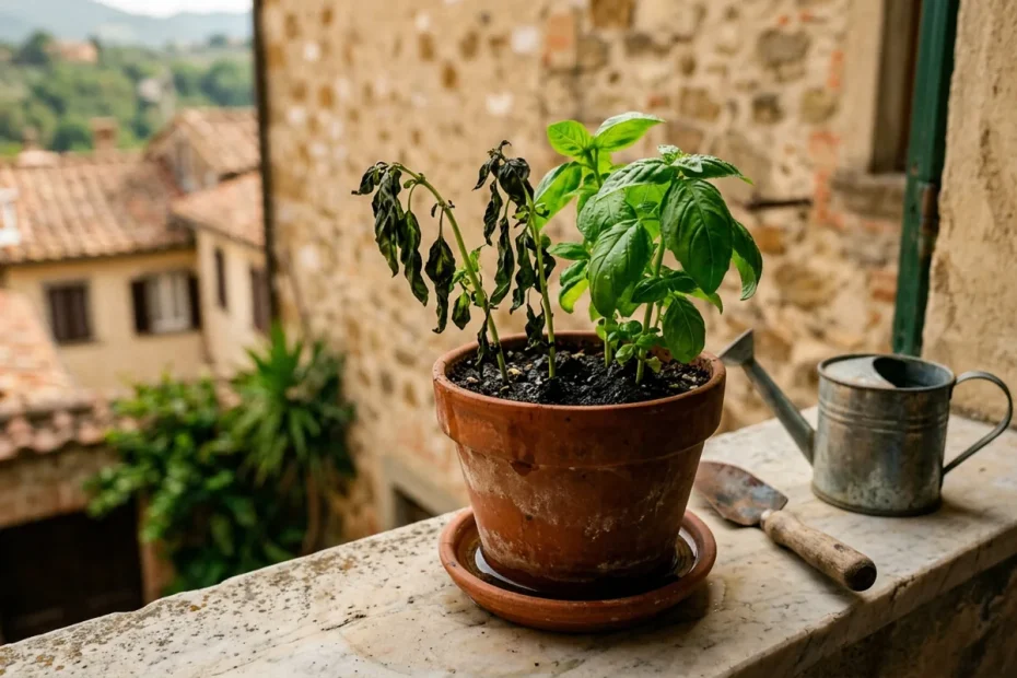 Perché il basilico marcisce anche quando lo annaffi poco