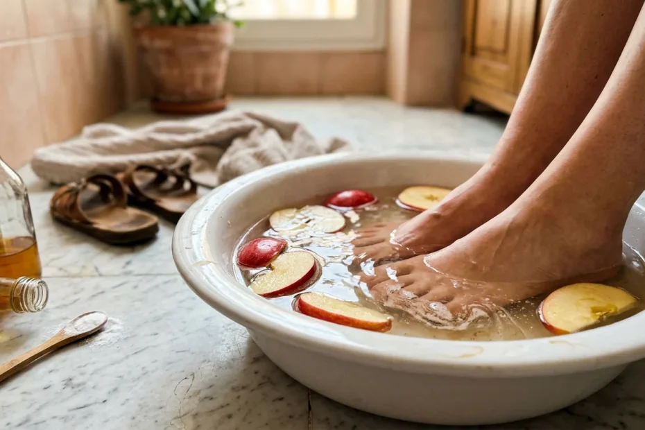 Piedi leggeri prima della spiaggia: il metodo del pediluvio con aceto di mele e bicarbonato che i podologi consigliano ad aprile