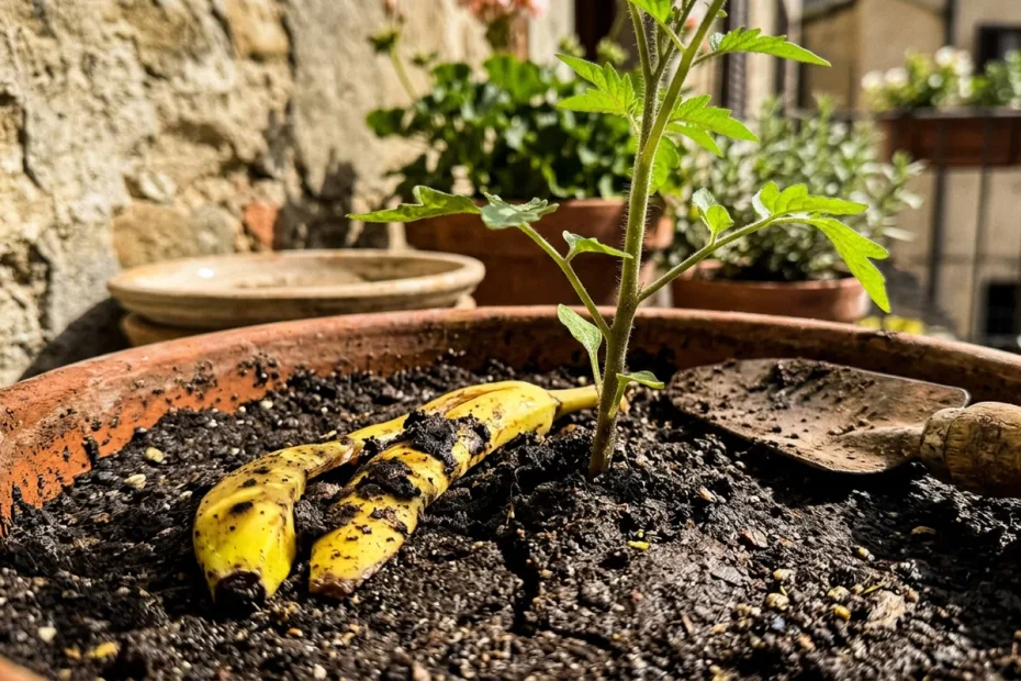 Pomodori enormi già a giugno: il trucco semplice della buccia di banana interrata vicino alle radici