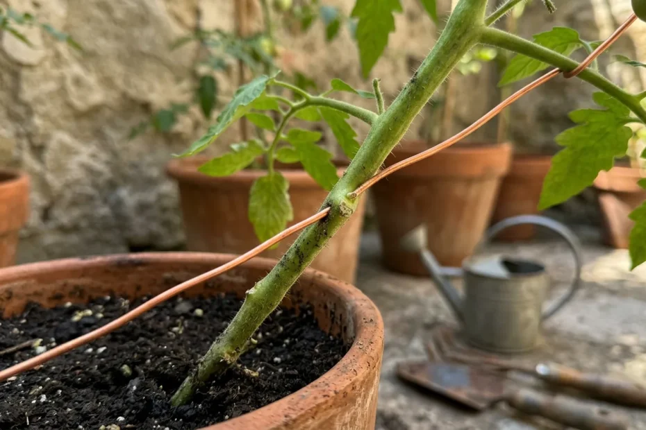 Pomodori giganti a maggio: il trucco del filo di rame nel fusto a marzo