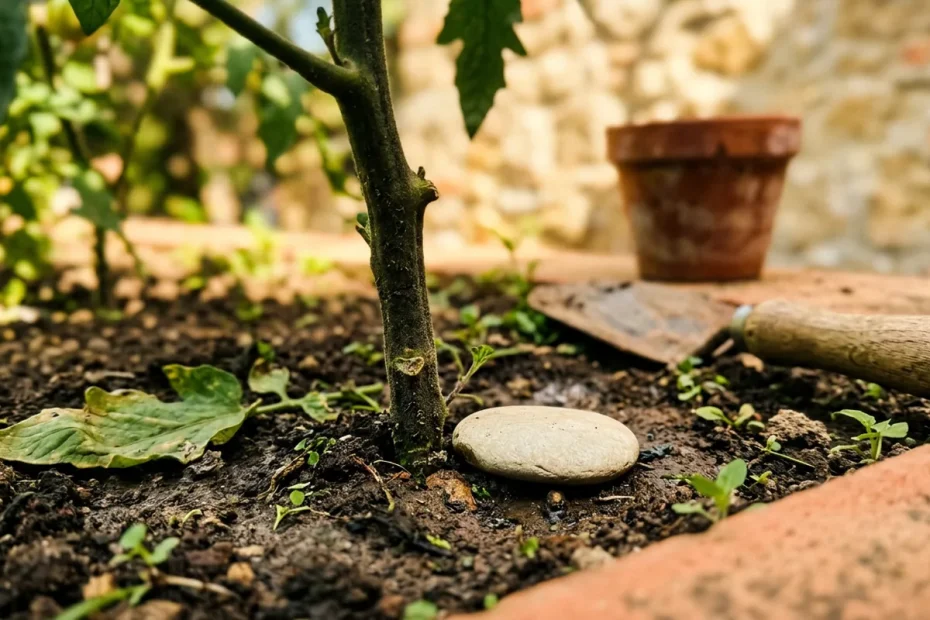 Pomodori sani anche sotto il sole cocente: il trucco semplice della pietra piatta vicino alle radici