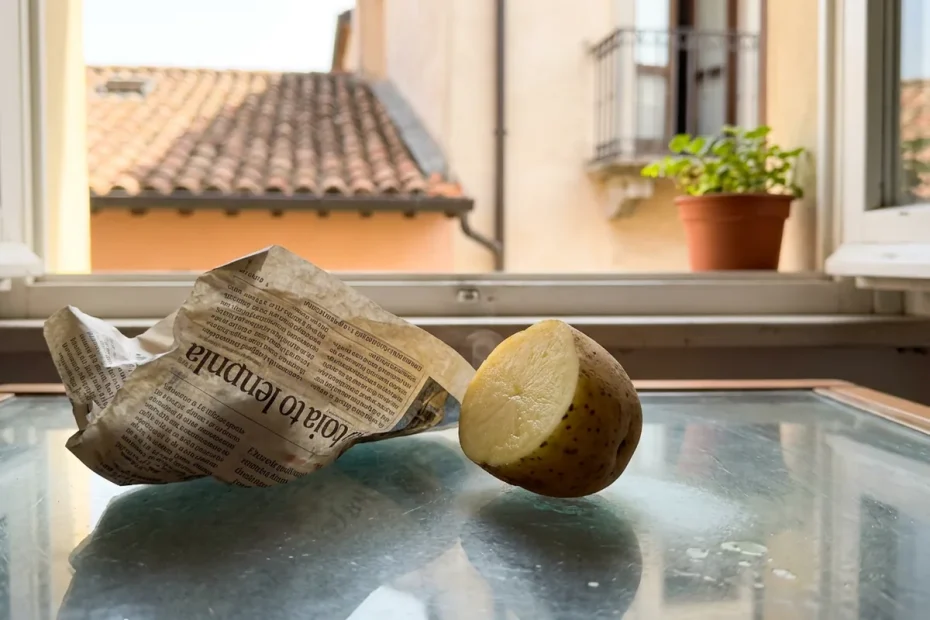 Vetri senza aloni in 5 minuti: il trucco della patata cruda e del giornale