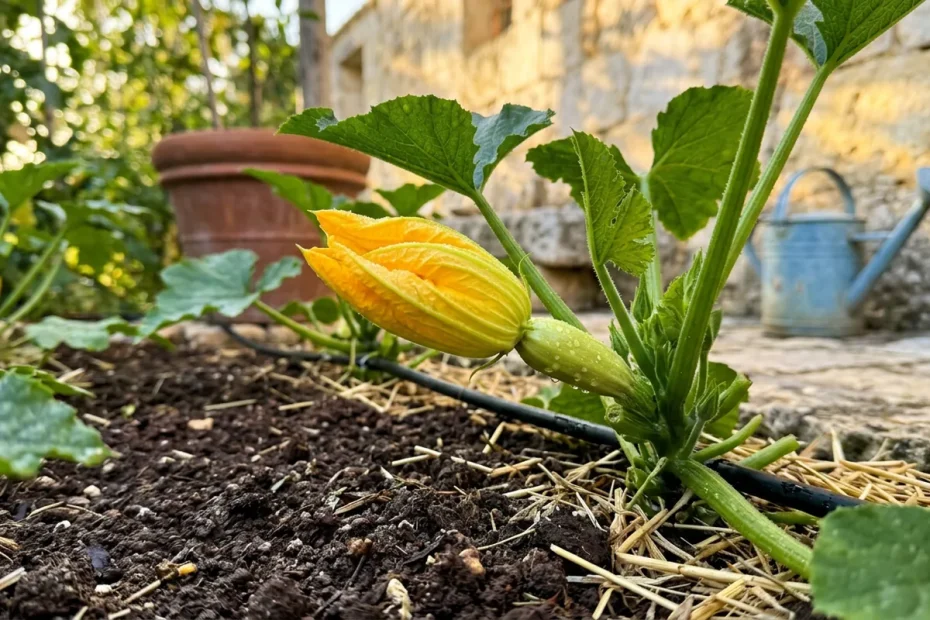 Zucchine senza fiori vuoti migliorano se spruzzi acqua al mattino presto
